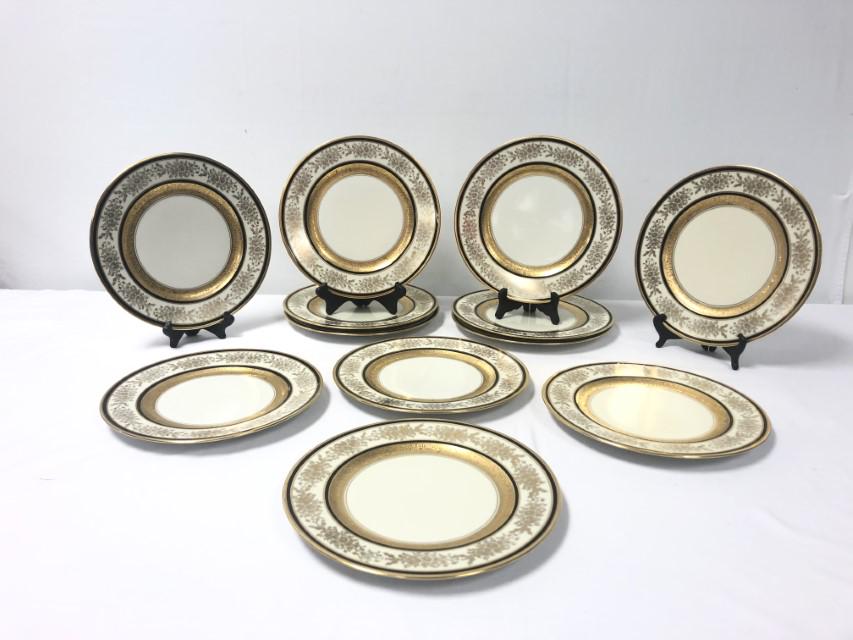HUTSCHENREUTHER BLACK KNIGHT PORCELAIN PLATES 12PC (1 of 7)