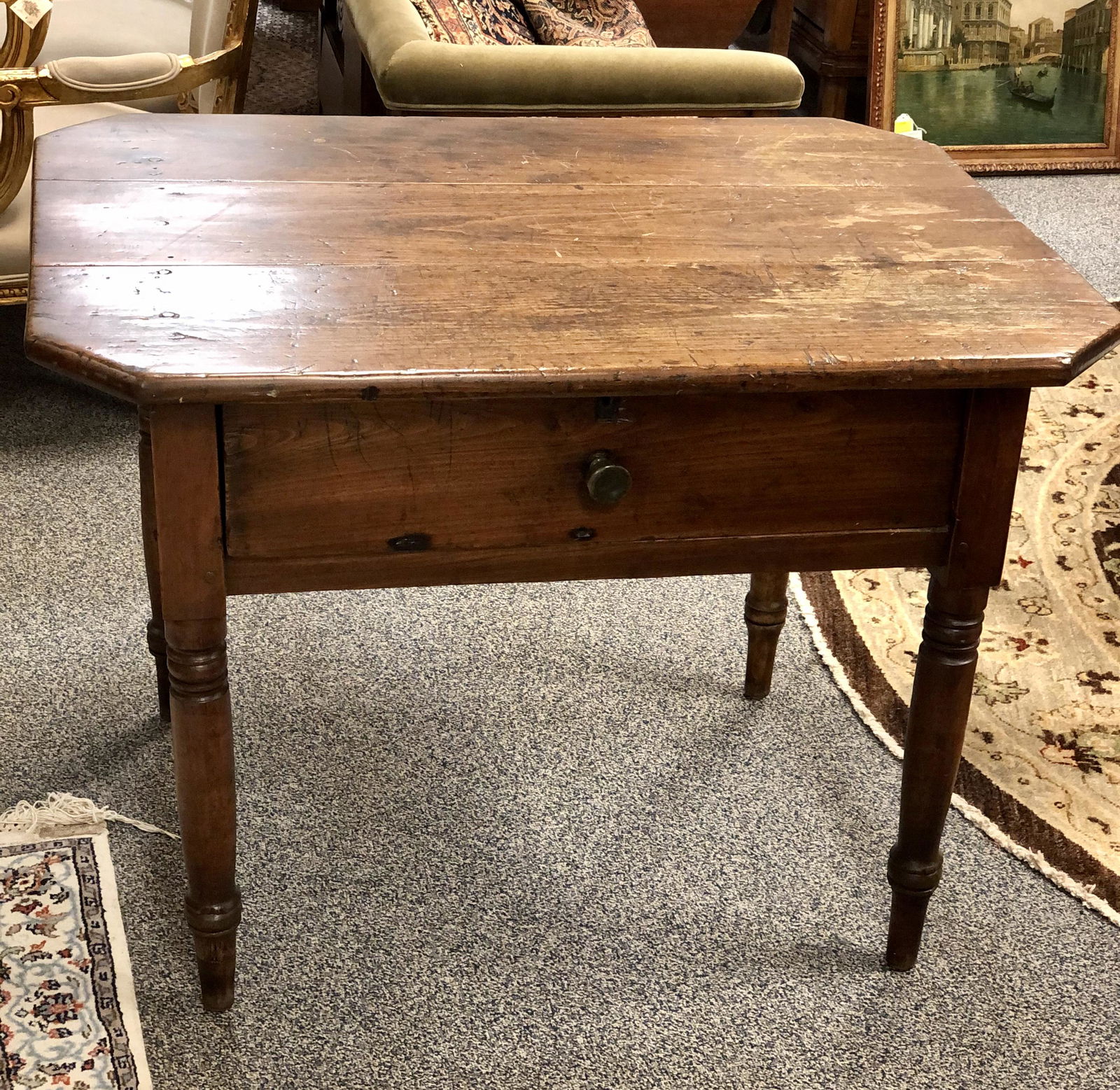 EARLY 19TH C ONE DRAWER WALNUT LIBRARY TABLE (1 of 6)