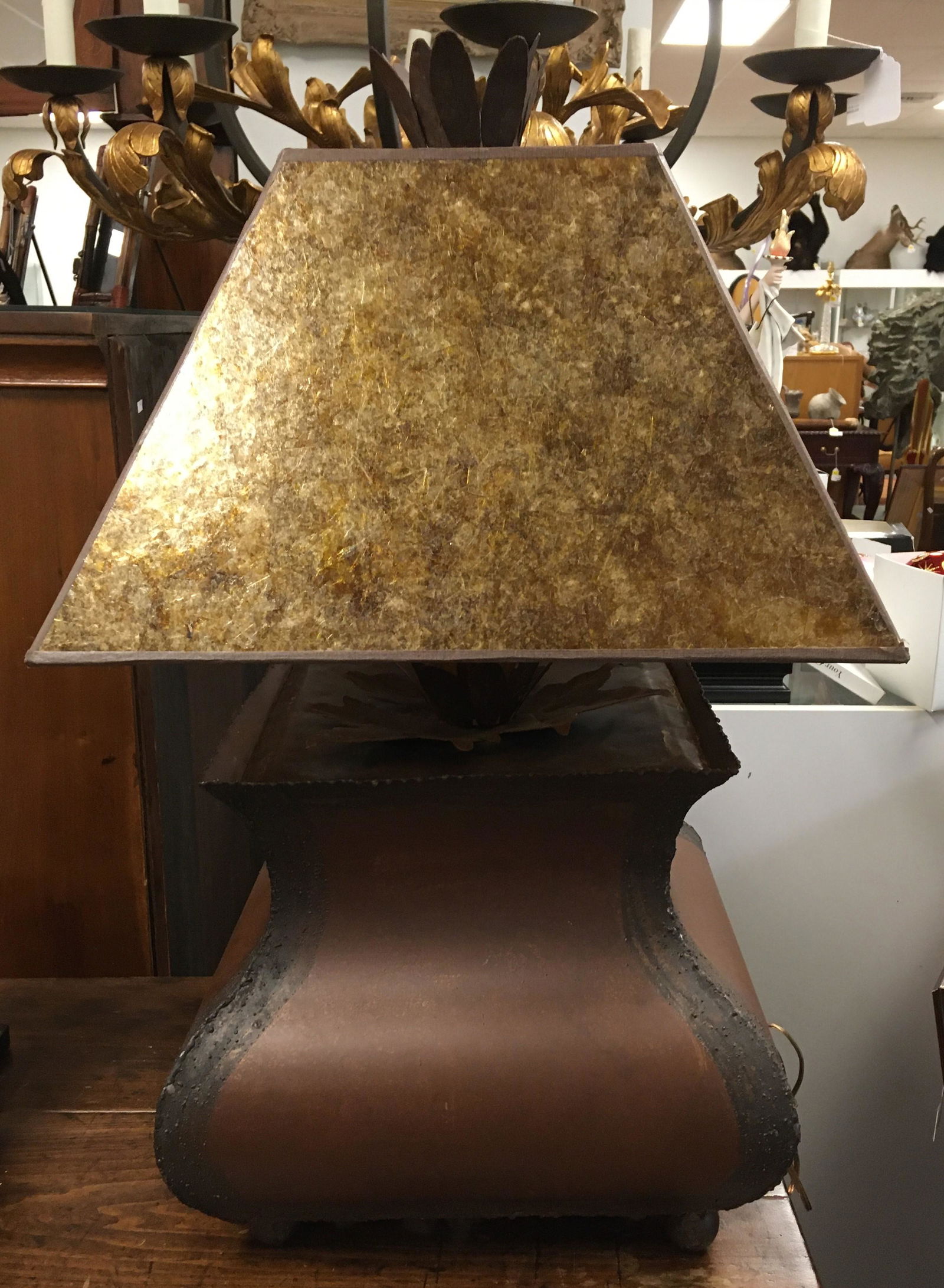LARGE COPPER FINISH TABLE LAMP (1 of 10)