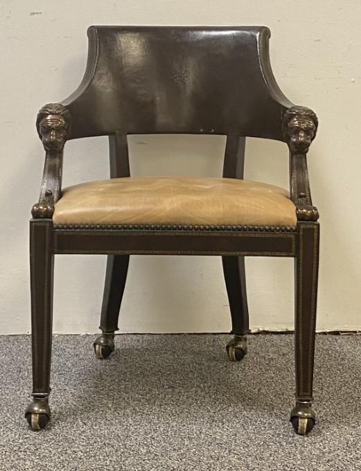 BAKER METAL MOUNTED LEATHER ARMCHAIR (1 of 16)