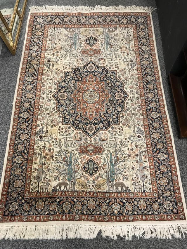 INDIAN HAND KNOTTED WOOL RUG 4'7" X 7'3" (1 of 11)
