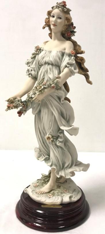 GIUSEPPE ARMANI FIGURINE "FLORA" #212C MEMBERS ONL: Giuseppe Armani figurine titled "Flora" #212C Members only Collector's Society release 1994. Marked with name plaque on base, signs on verso. Measures 14.5" tall. Condition: good, no signs of damages,