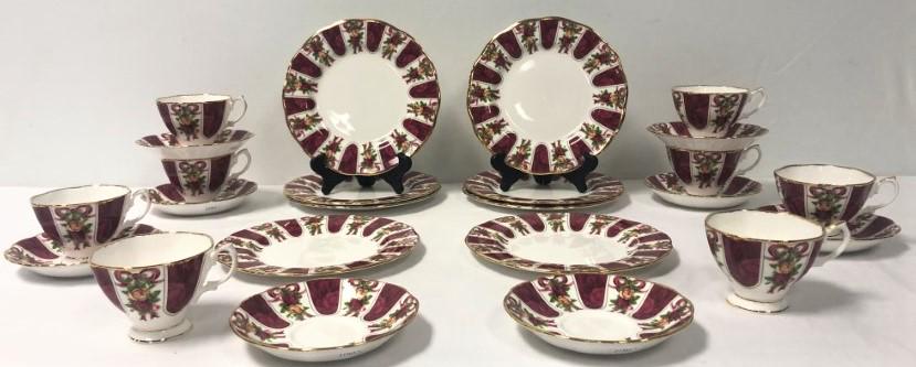 ROYAL ALBERT "RUBY DAMASK" PORCELAIN DINNERWARE (1 of 12)