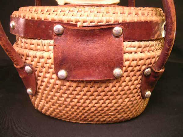 OLD NANTUCKET BASKET PURSE LEATHER WHALE FIGURE - 5