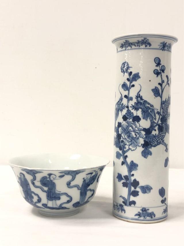 TWO PCS CHINESE PORCELAIN: DAOGUANG & KANGXI REVIVAL (1 of 15)