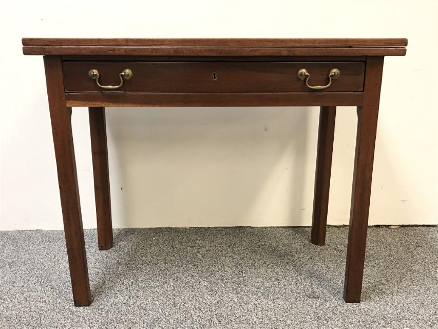 AMERICAN 19TH C. CHERRY FLIP TOP CARD TABLE (1 of 15)