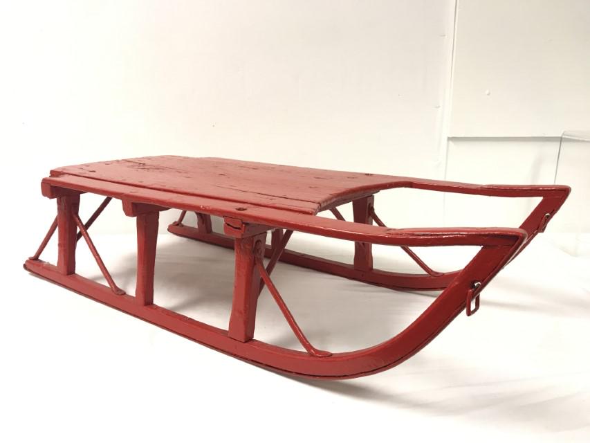 ANTIQUE RED PAINTED SNOW SLED (1 of 11)