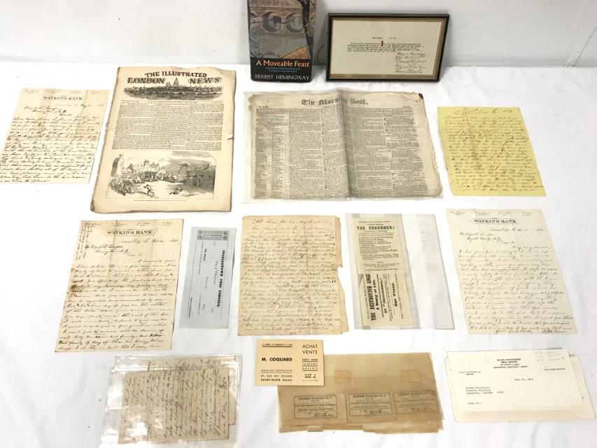 ESTATE LOT: ANTIQUE EPHEMERA, NEWSPAPERS, BOOK, ET (1 of 17)