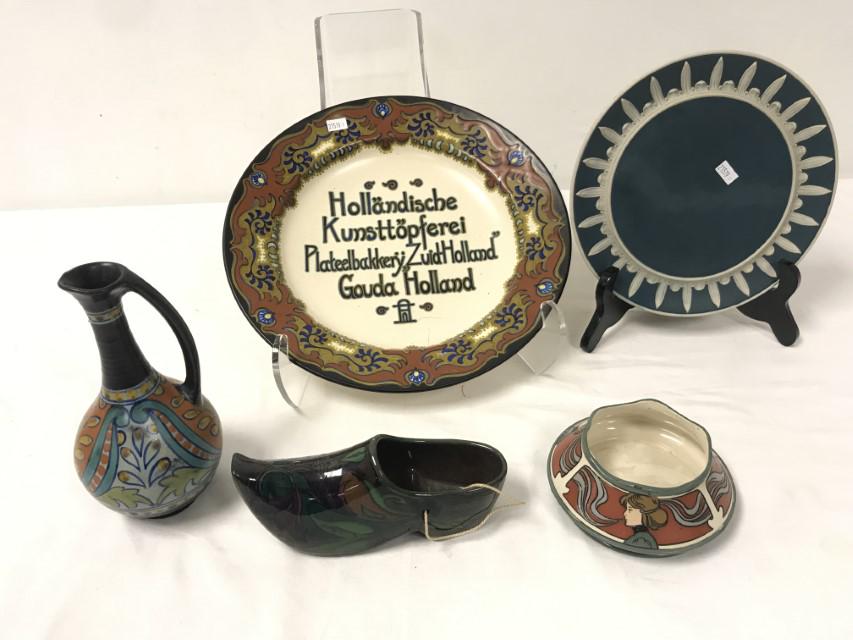 GROUP LOT GERMAN & DUTCH POTTERY, GOUDA, ETC. 5 PC (1 of 20)
