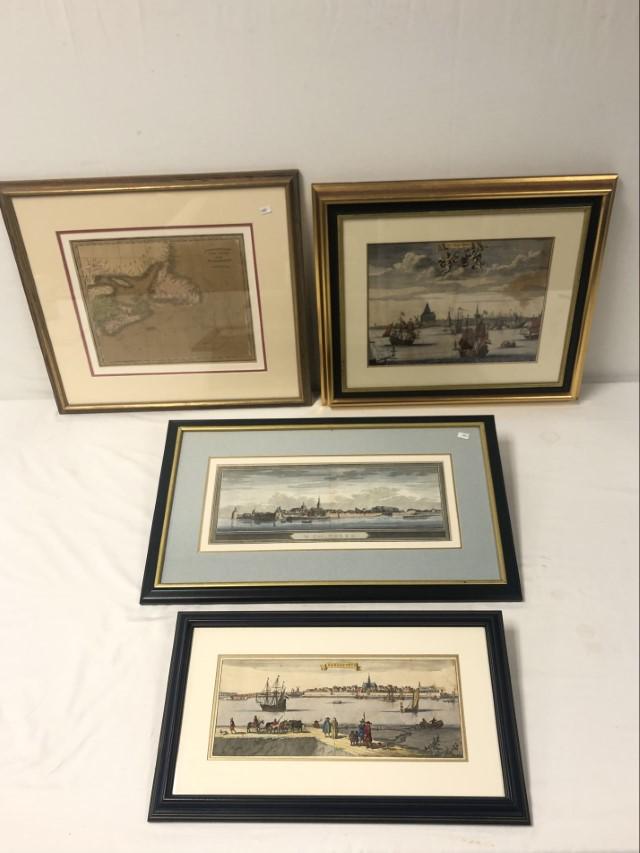 FOUR ANTIQUE HAND COLORED ENGRAVINGS 17TH & 18TH C (1 of 20)