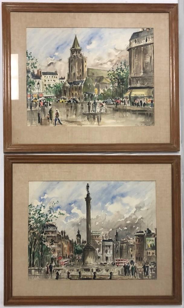 TWO GUY DE NAYRAC FRAMED WATERCOLOR PAINTINGS (1 of 20)