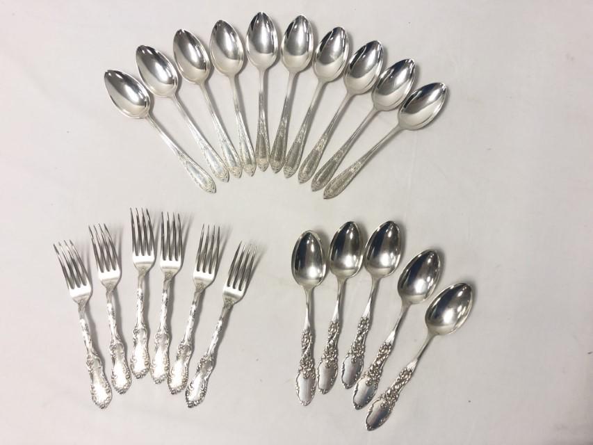 ASSORTED STERLING SILVER FORKS & SPOONS, 28T (1 of 13)