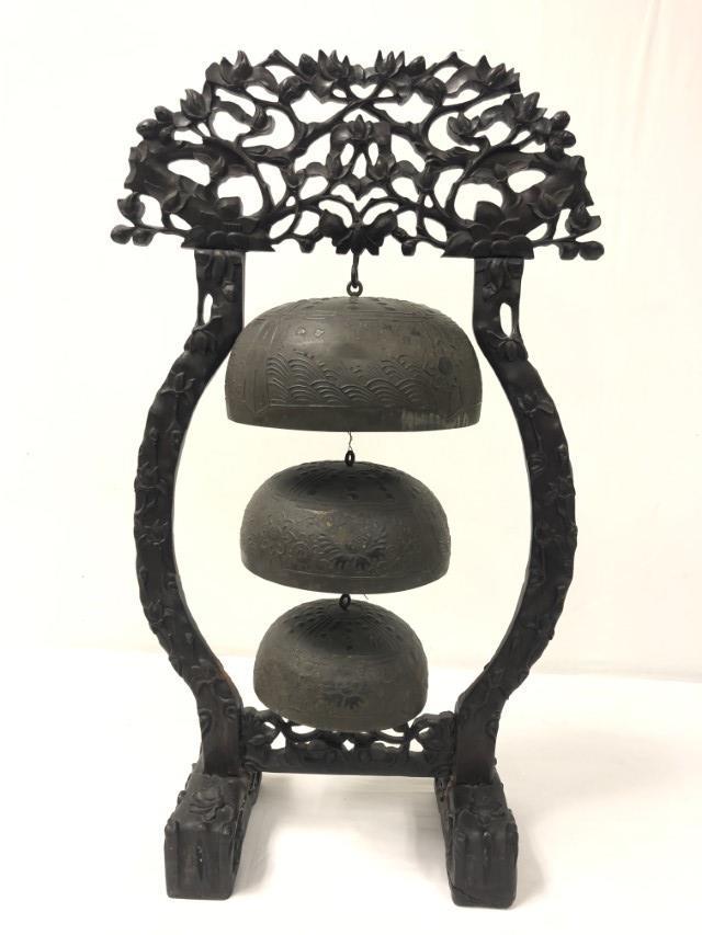 CHINESE GRADUATED BRONZE TEMPLE BELLS OR GONGS (1 of 14)