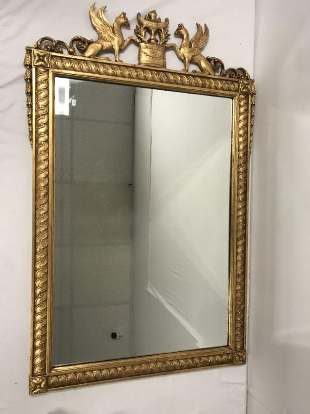 VINTAGE REGENCY STYLE GOLD TONE MIRROR W/ GRIFFINS (1 of 13)