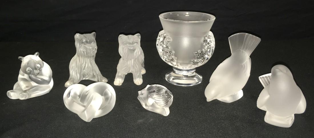 LALIQUE FRENCH CRYSTAL VASE, SPARROWS, ETC. 10 PCS (1 of 15)