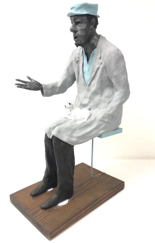 PHILIP DUSENBURY PAPIER MACHE SCULPTURE: MAN & DOG (1 of 11)