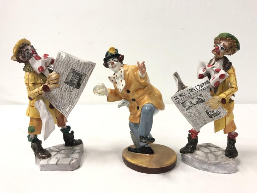 THREE CLOWN FIGURES: 2 ITALIAN, ONE ROYAL DOULTON (1 of 20)