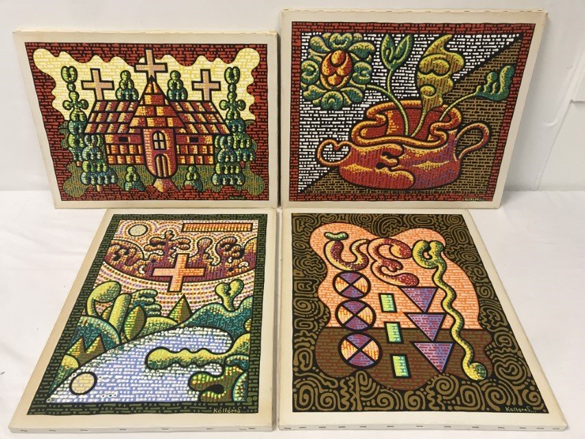 FOUR JERRY KELLEMS ACRYLIC ON CANVAS PAINTINGS (1 of 16)
