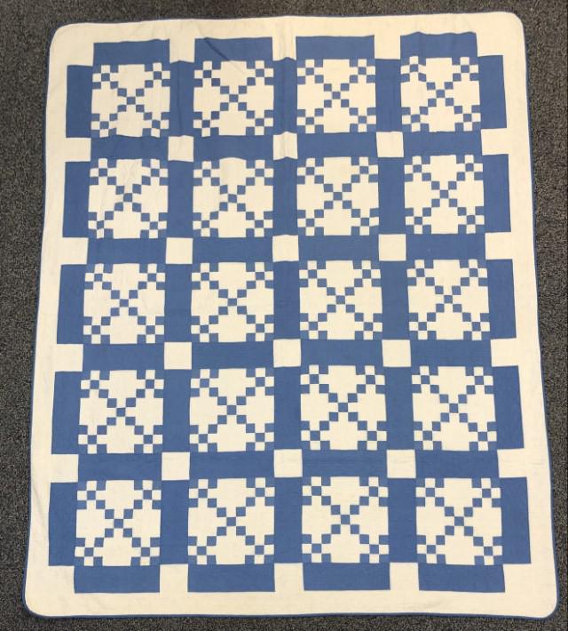AMERICAN BLUE ON WHITE QUILT, 7'3" X 5'10" (1 of 7)