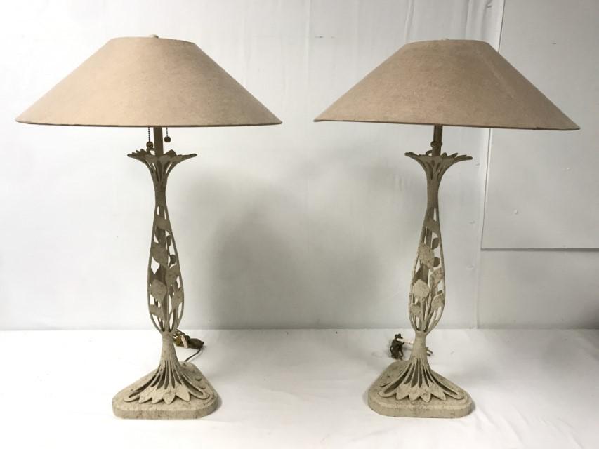 PAIR OF METAL MODERN TABLE LAMPS, H 34.5" (1 of 11)