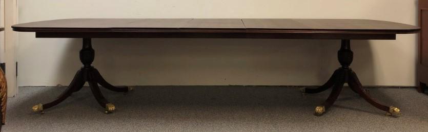 COUNCILL MAHOGANY BANDED DOUBLE PEDESTAL TABLE (1 of 20)