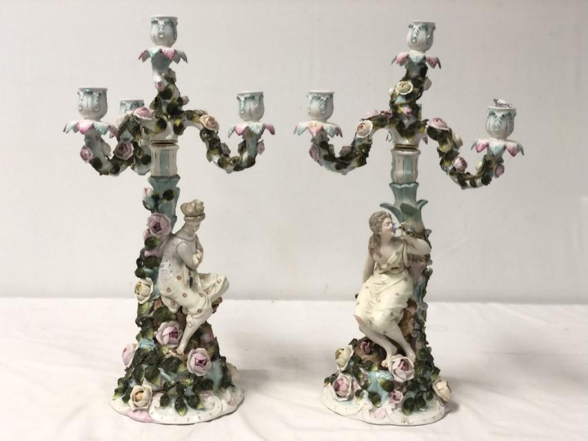 PAIR SITZENDORF GERMAN PORCELAIN CANDELABRA (1 of 20)
