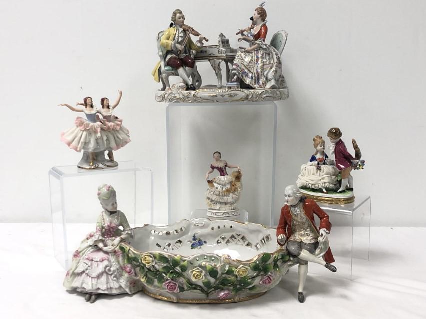 DRESDEN GERMAN PORCELAIN FIGURAL GROUPS: 5 PCS (1 of 20)