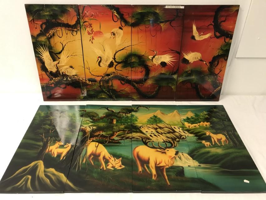 TWO MID CENTURY VIETNAMESE LACQUERWARE QUADRIPTYCH (1 of 12)