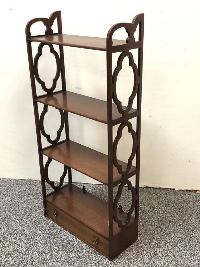 MAHOGANY SMALL STANDING CURIO SHELVES, (1 of 15)