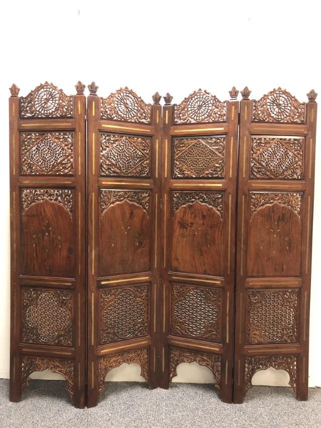 KASHMIR FOUR PANEL FLOOR SCREEN, 20TH C., (1 of 6)