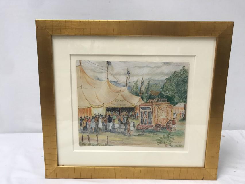 REYNOLDS BEAL, MIXED MEDIA CIRCUS DRAWING ON PAPER (1 of 13)