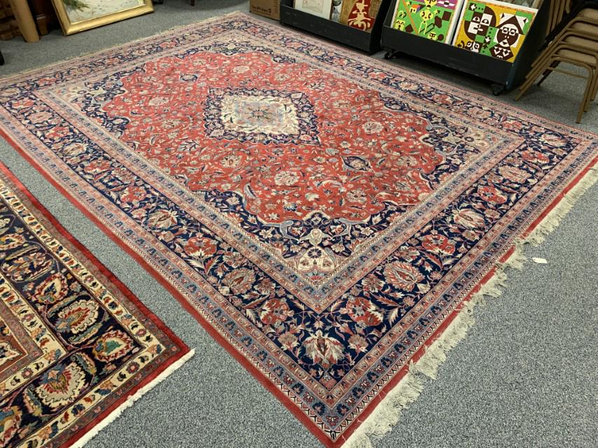 SEMI-ANTIQUE ISFAHAN WOOL PERSIAN CARPET, L 13' 8" (1 of 17)
