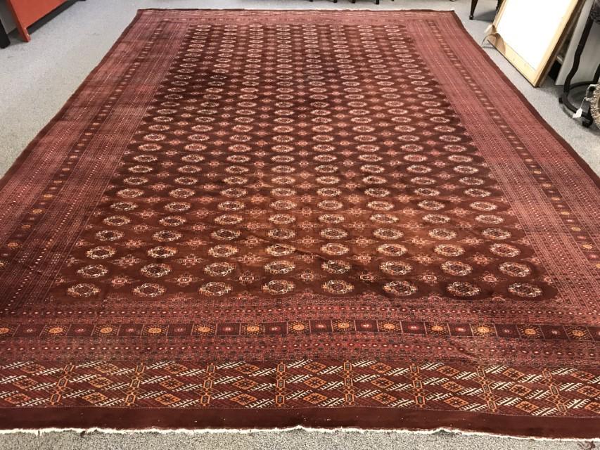 HUGE TURKMEN HAND KNOTTED WOOL RUG - 12' X 17'9" (1 of 20)