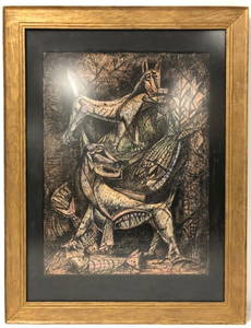 LUIS MARTINEZ PEDRO, INK & WATERCOLOR, "PERROS",