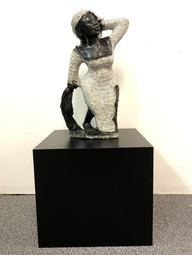 AFRICAN SHONA STONE CARVING OF A WOMAN w/ pedestal (1 of 14)