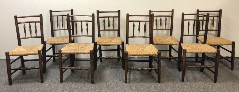 EIGHT TURNED OAK & BENTWOOD DINING CHAIRS (1 of 11)