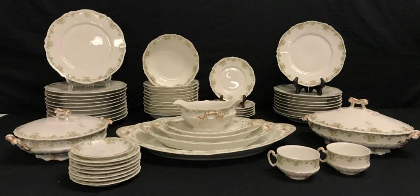VINTAGE LIMOGES PORCELAIN CHINA SET, 54 PIECES (1 of 12)