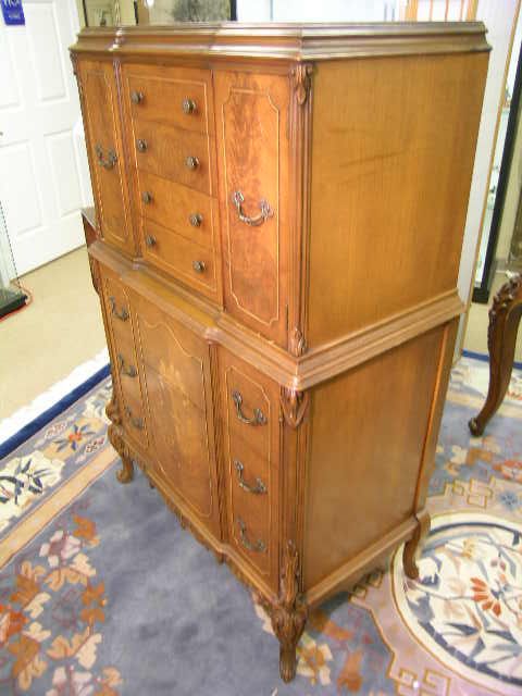 VINTAGE FRUITWOOD TALL CHEST W/ INLAY - 3