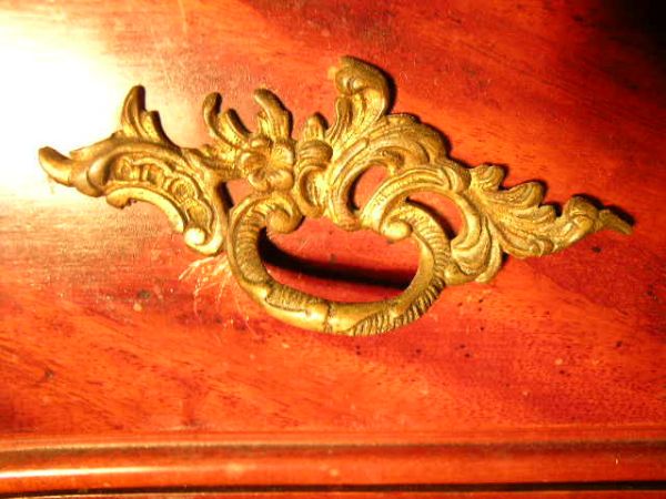 MAHOGANY FALL FRONT 3 DRAWER ANTIQUE DESK - 10
