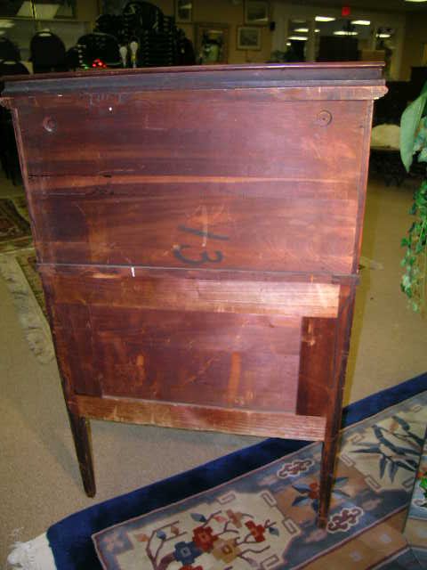 MAHOGANY FALL FRONT 3 DRAWER ANTIQUE DESK - 4