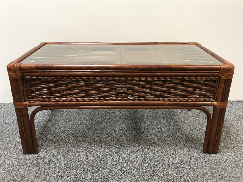 MODERN BAMBOO & WICKER RECTANGULAR COFFEE TABLE (1 of 7)