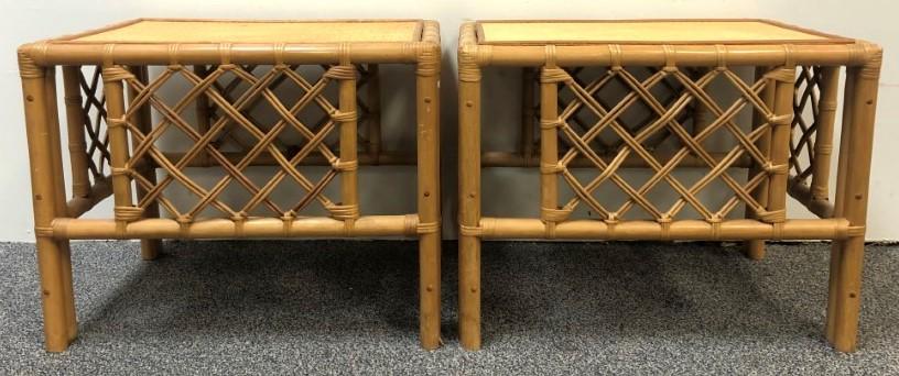 PAIR OF BAMBOO COFFEE TABLES, MODERN, H 21", L 17" (1 of 14)