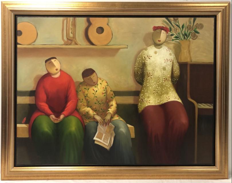 ENG TAY MALAYSIAN B. 1947 OIL ON CANVAS "AWAITING" (1 of 12)