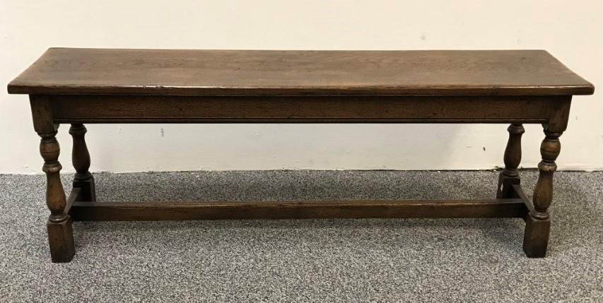 ANTIQUE ENGLISH OAK BENCH, C. 1900 (1 of 10)
