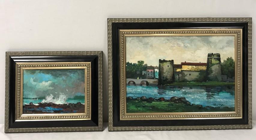 2 PCS. - ELLIOT ORR (US 1904-1997), OILS ON BOARD,: 6" X 8" and 10" X 14".each signed, titled and framed (10" x 12" and 14" x 18"). Lot includes: "Summer Thunderstorm", 1991and "Limerick Ireland". Condition: good. Weight: 4.2 lbs. total.