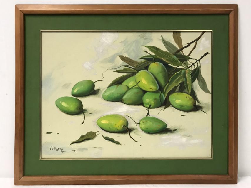 J.D. CASTRO (FILIPINO) OIL ON CANVAS, GREEN FRUIT (1 of 11)