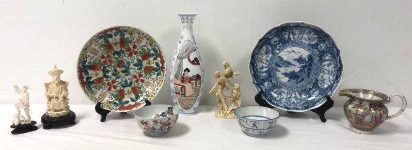 ORIENTAL PORCELAIN & FAUX IVORY GROUP, 9 PIECES (1 of 20)