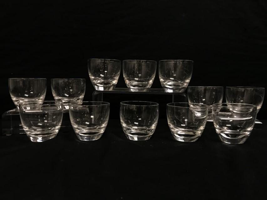 12 STEUBEN CLEAR CRYSTAL LOWBALLS, SIGNED (1 of 13)