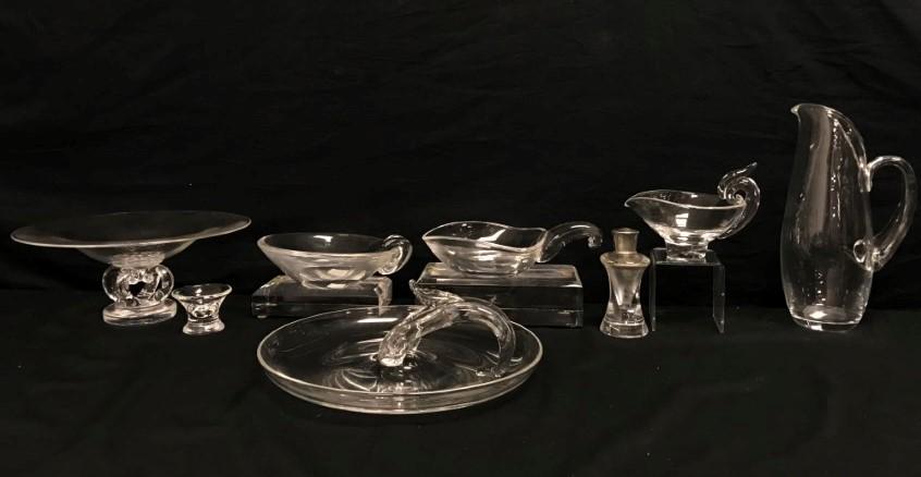 8 PIECES - STEUBEN CLEAR GLASS GROUPING (1 of 20)