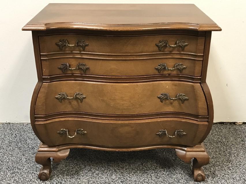 SCHULZ & BEHRLE WALNUT BOMBE MINIATURE CHEST (1 of 8)